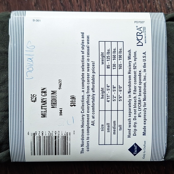 NEW Vintage Nordstrom Tights Olive Green - Picture 3 of 3